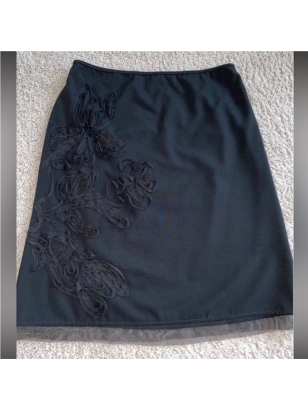 Tulle Embellished midi skirt INC International Concepts Black‎ 3D Women’s size 8